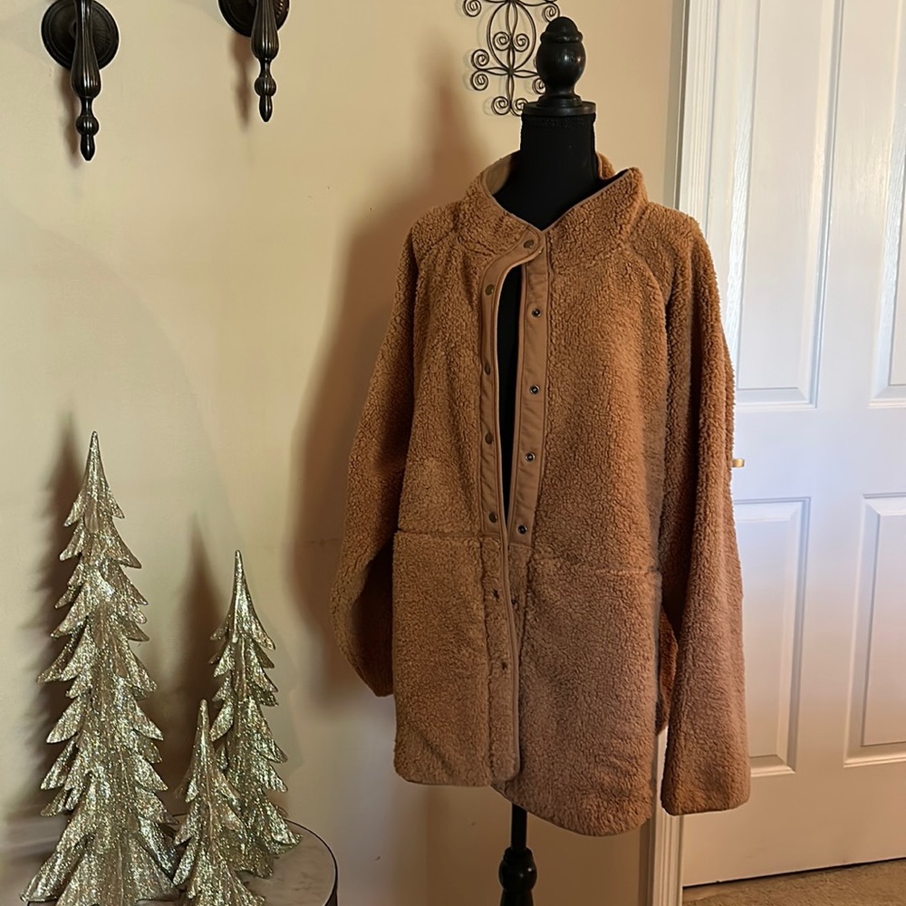 Women’s Plus 5X Snap High Pile Jacket